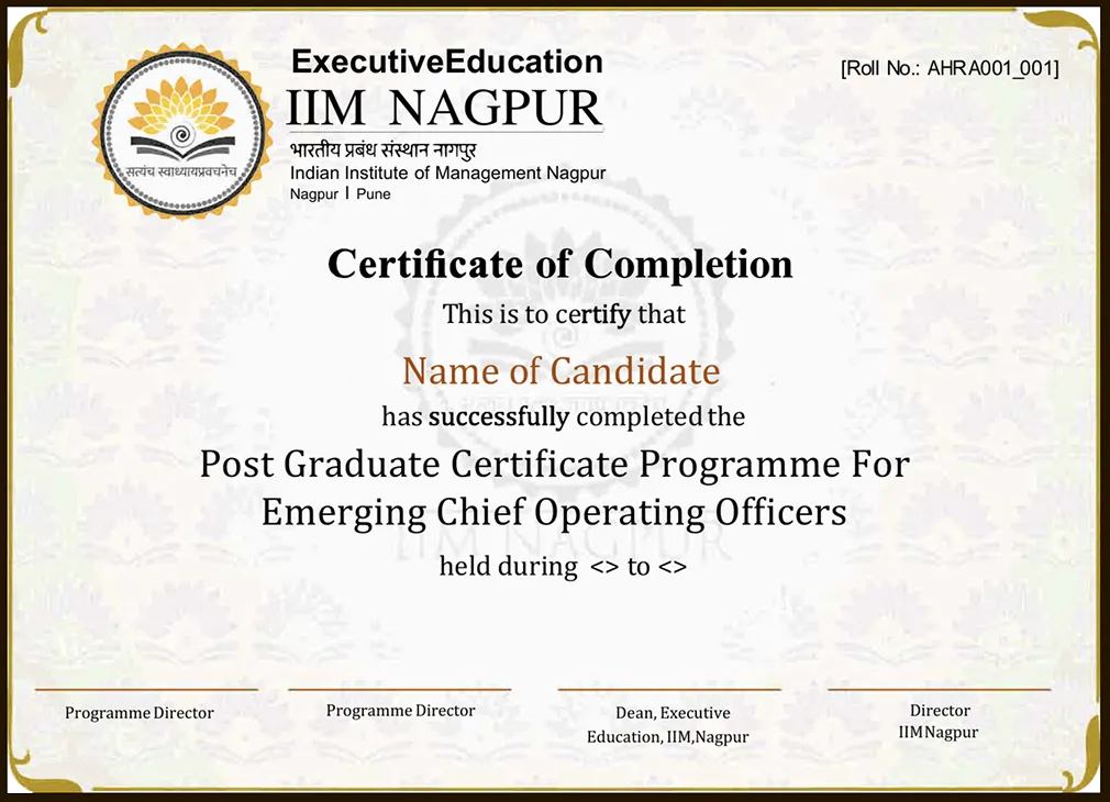 IIM Nagpur Certificate Placeholder